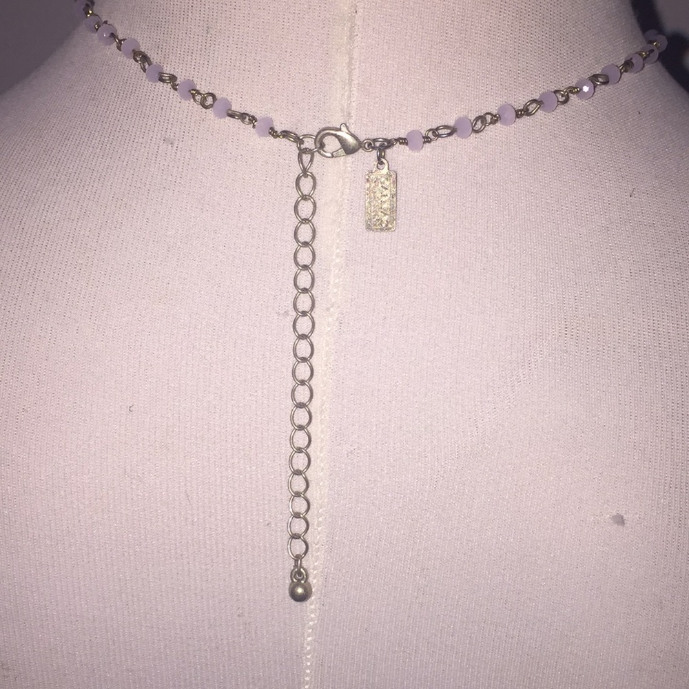 Canvas pink beaded gold chain necklace choker - Picture 8 of 8